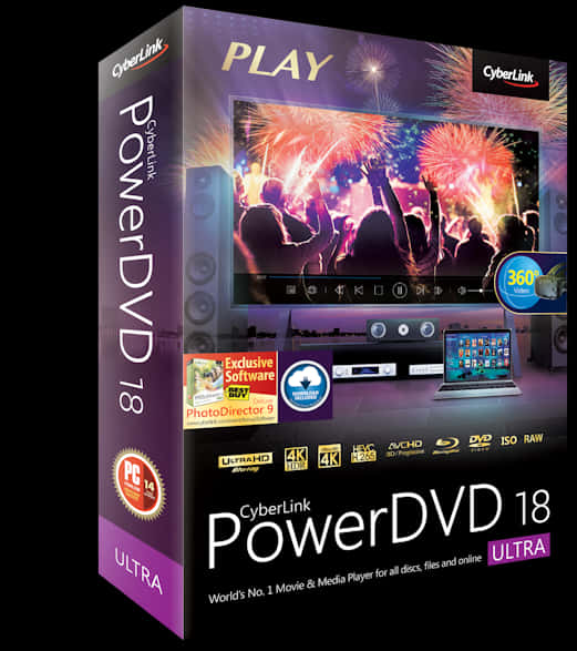 Cyber Link Power D V D18 Ultra Software Package PNG Image