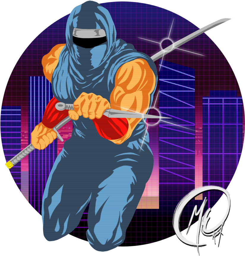 Cyber Ninja Warrior Artwork PNG Image