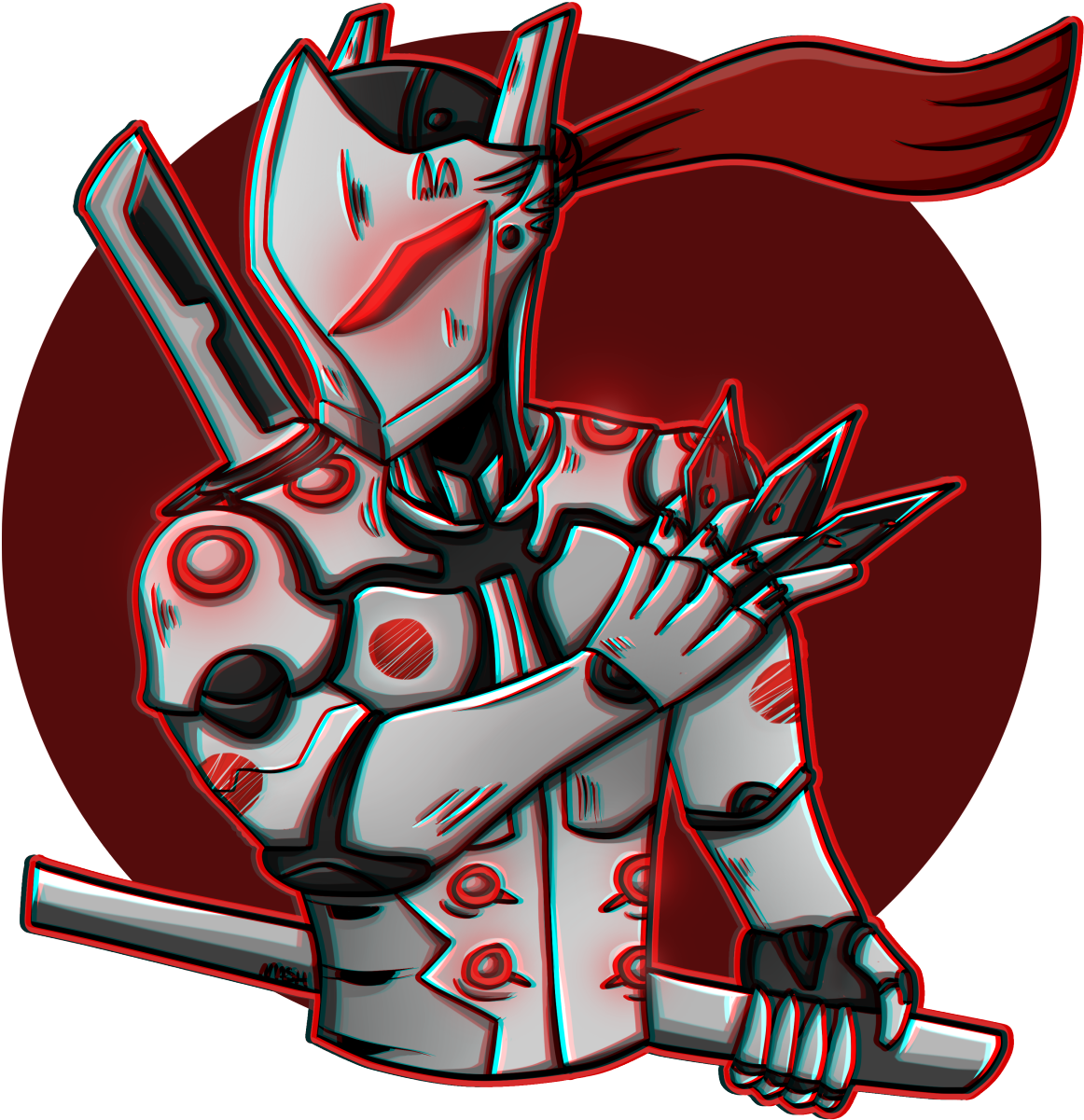 Cybernetic Ninja Genji Illustration PNG Image