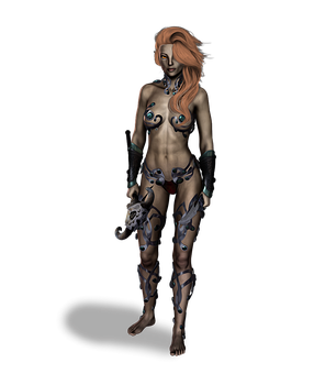 Cybernetic Warrior Artwork PNG Image