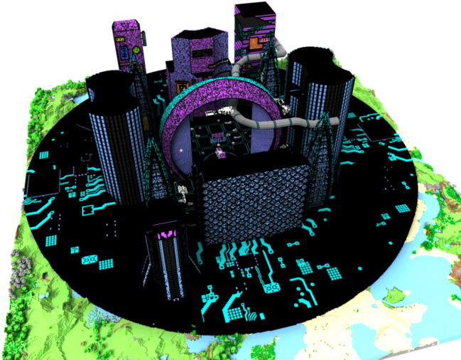 Cyberpunk City Cake Design PNG Image