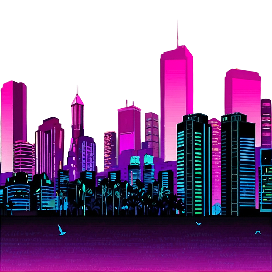 Cyberpunk City Vaporwave Png Leo PNG Image