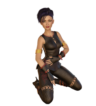 Cyberpunk Female Character Pose PNG Image