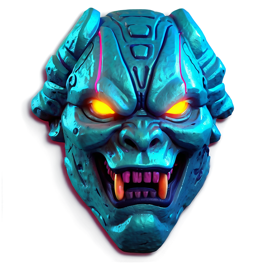 Cyberpunk Oni Neon Art Png 06122024 PNG Image