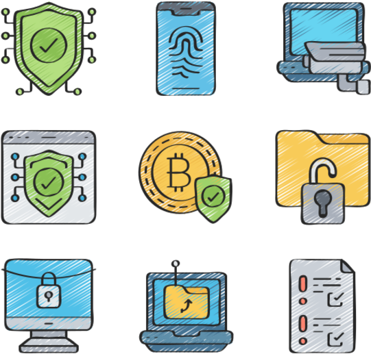 Cybersecurity Icons Set PNG Image