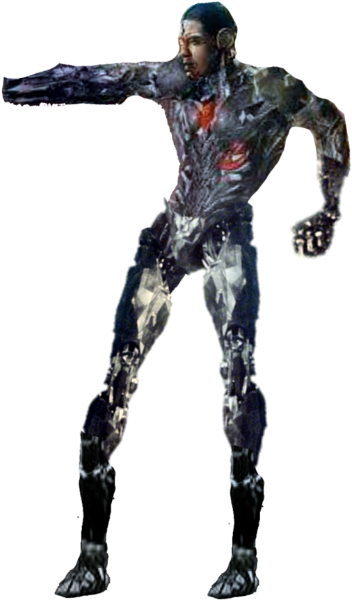 Cyborg Figure Action Pose PNG Image