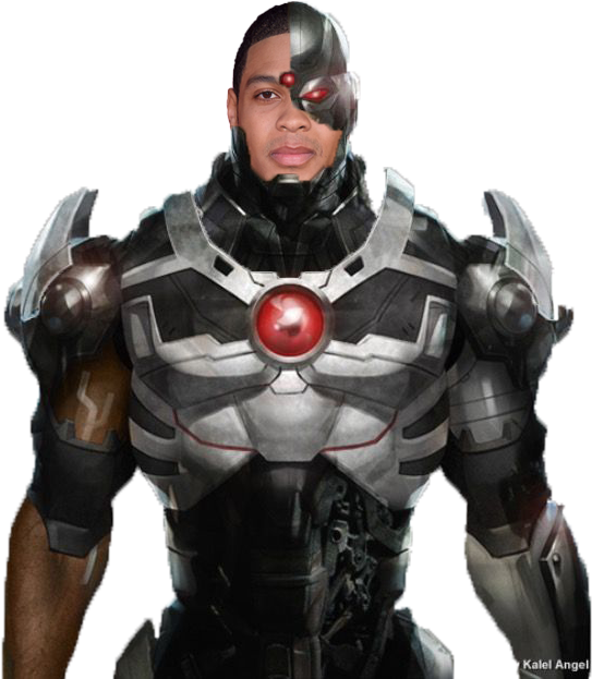 Cyborg Hero Portrait PNG Image