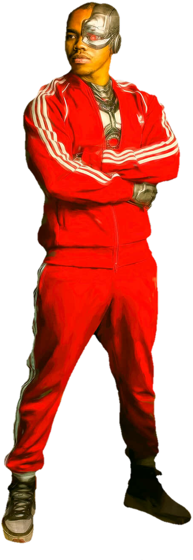 Cyborgin Red Tracksuit PNG Image