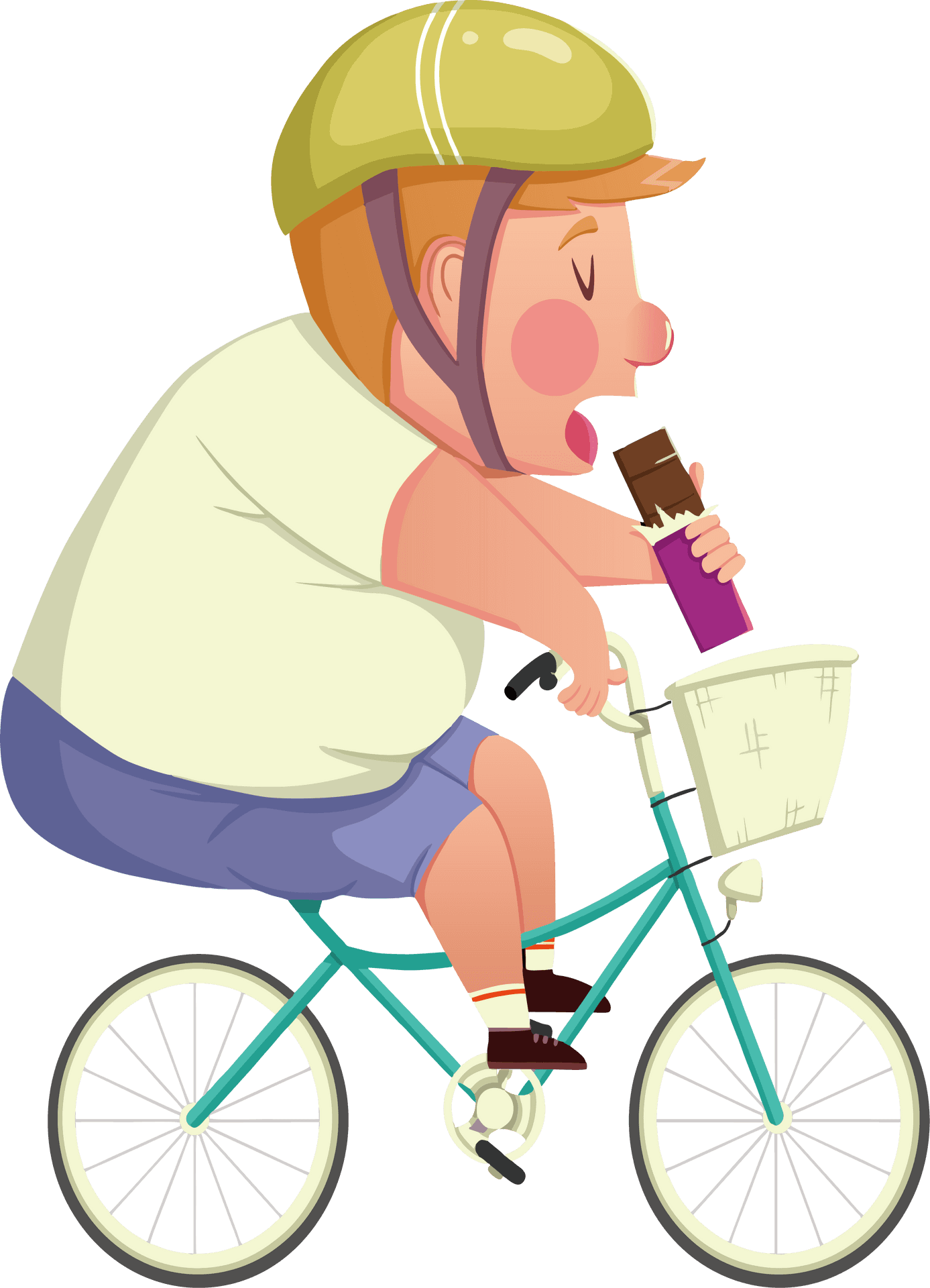 Cycling With Ice Cream Cartoon PNG Image