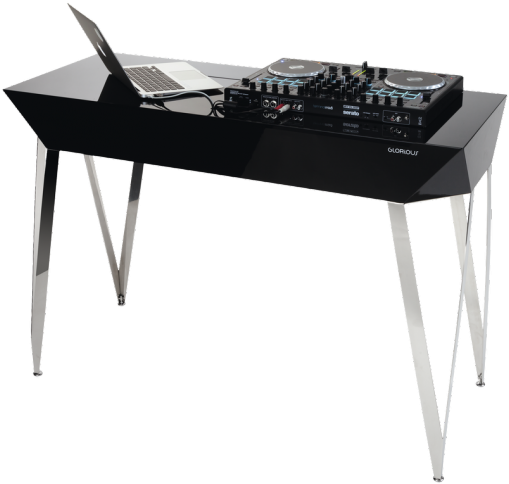 D J Setupwith Laptopand Controlleron Table PNG Image