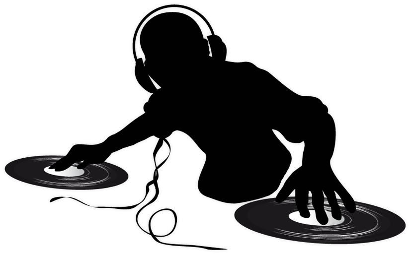 D J Silhouette Spinning Records PNG Image