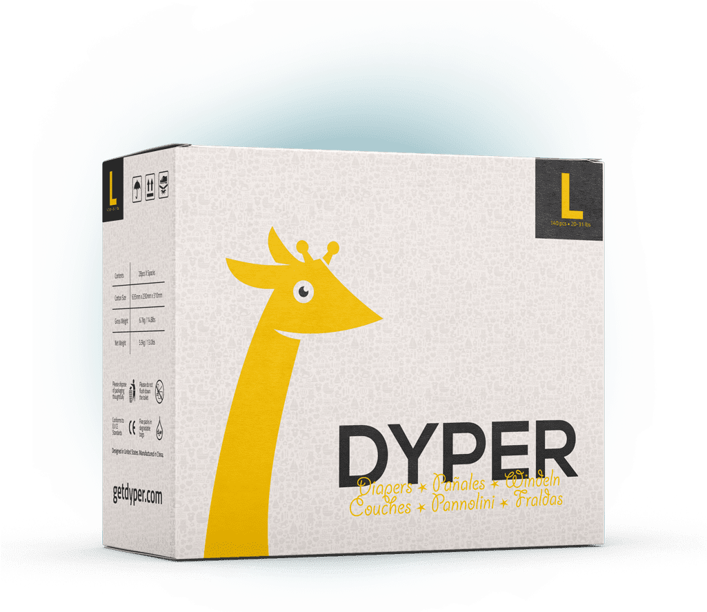 D Y P E R Diaper Boxwith Giraffe Design PNG Image