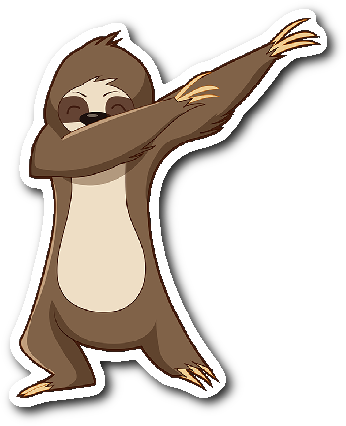 Dabbing Sloth Cartoon Character PNG Image