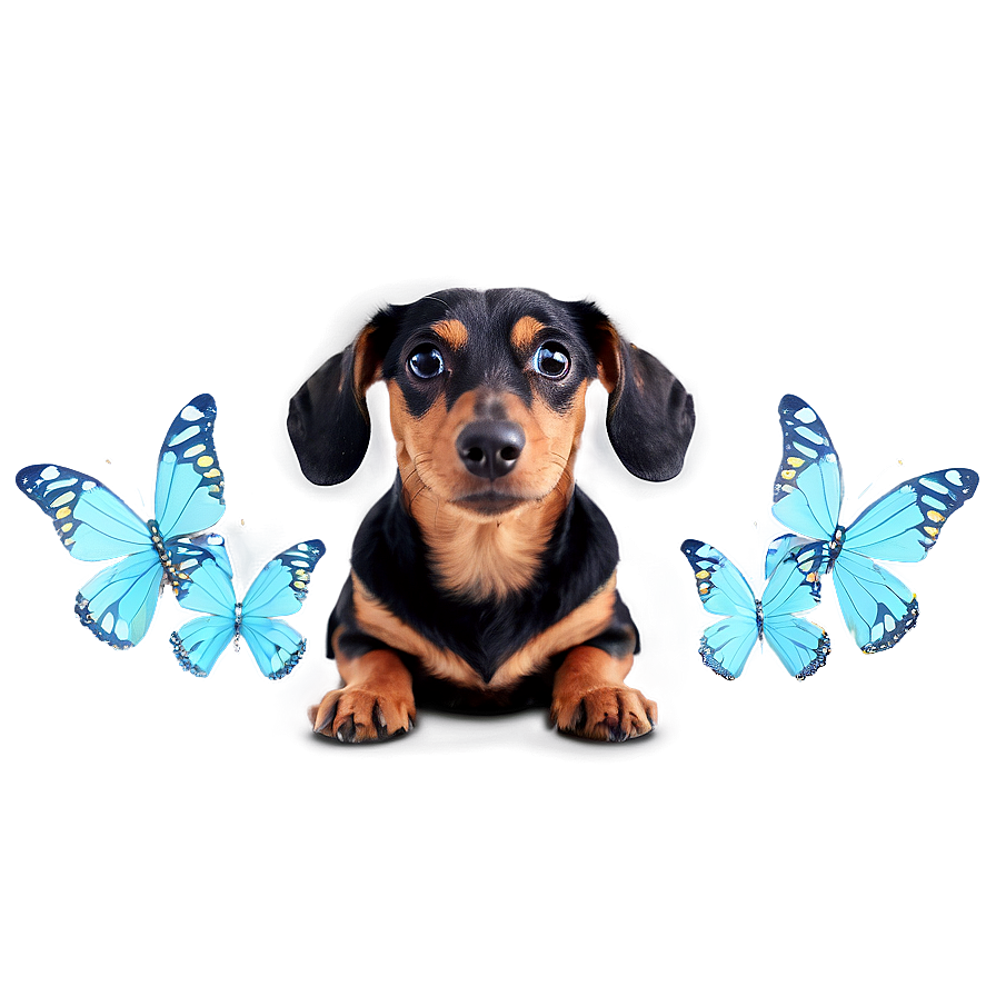 Dachshund And Butterfly Png 06122024 PNG Image