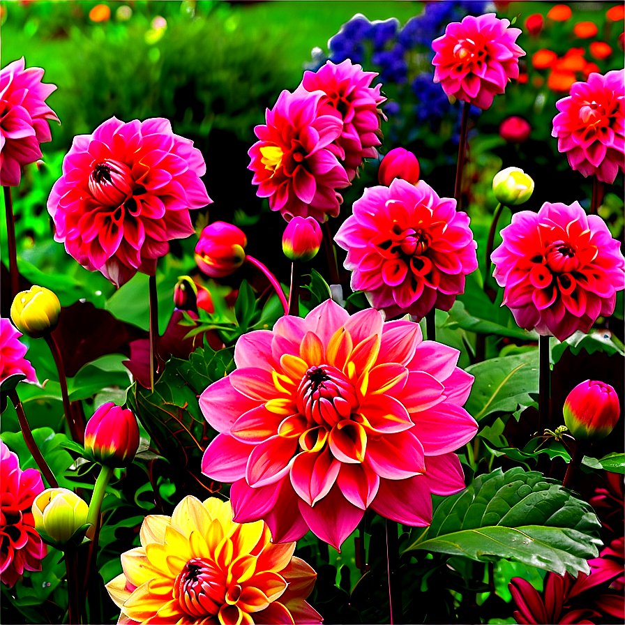 Dahlia Flower Bed Png Jdq PNG Image