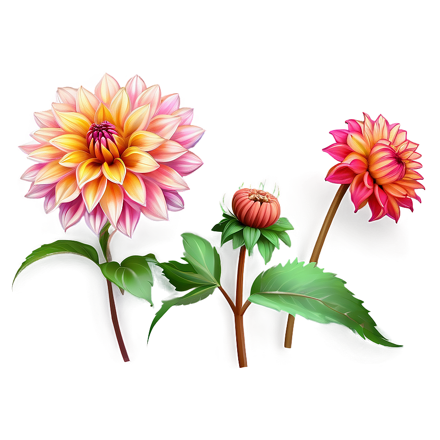 Dahlia Flower Sketch Png Bno10 PNG Image