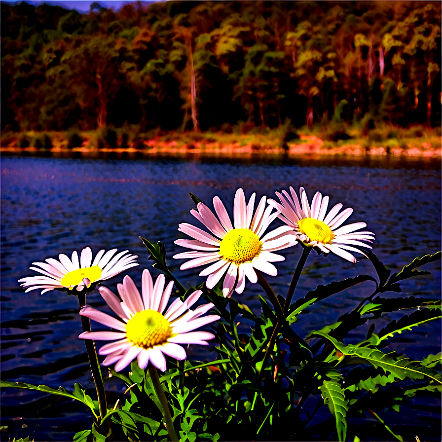 Daisies On Riverbank Png Jhm87 PNG Image