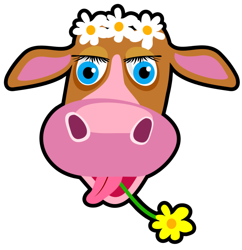 Daisy Crown Cow Cartoon PNG Image