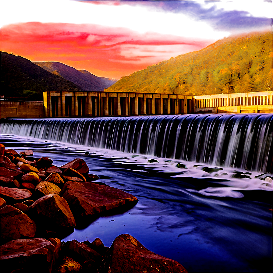 Dam At Golden Hour Sunset Png 06292024 PNG Image