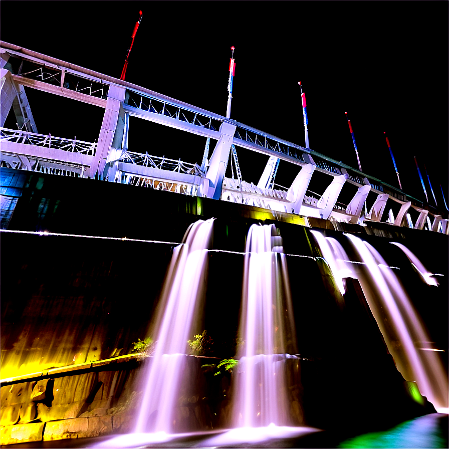 Dam Illumination Night View Png 06292024 PNG Image