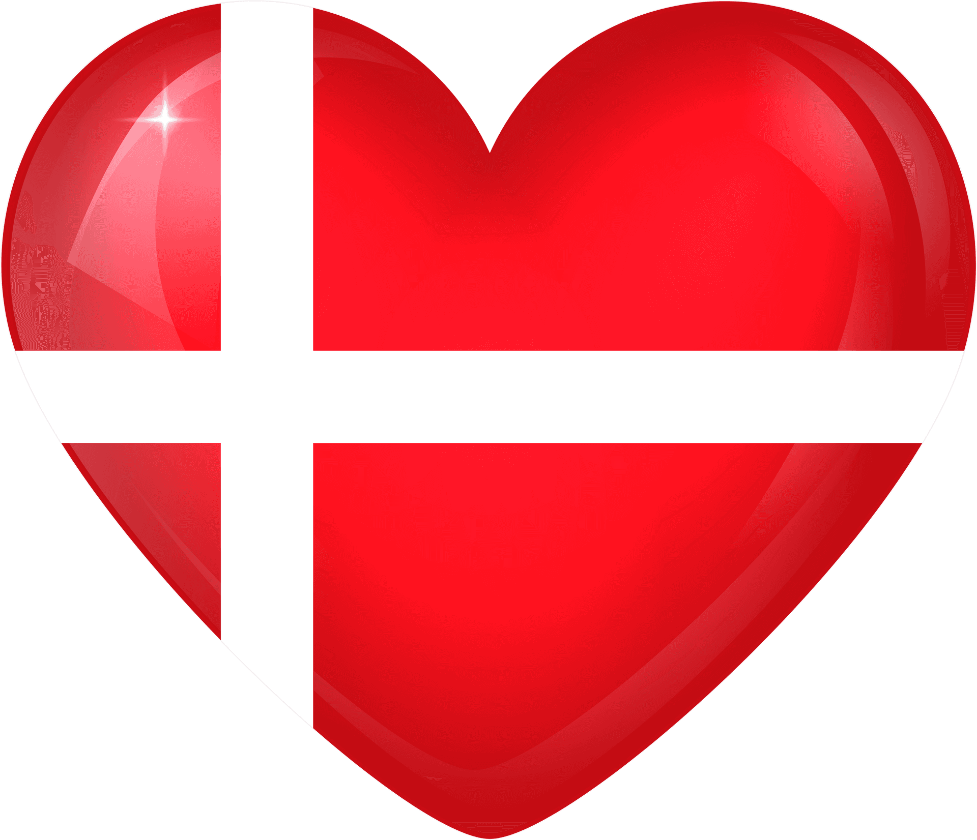 Danish Flag Heart Shaped Graphic PNG Image