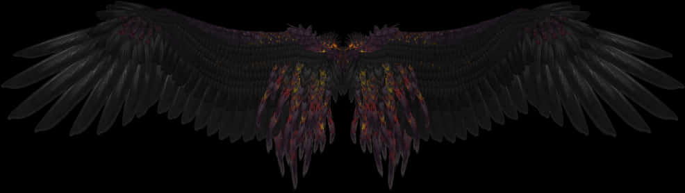 Dark Angel Wings Spread PNG Image