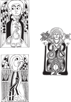 Dark Angelic Figures Engravings PNG Image