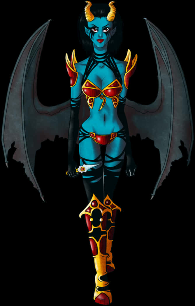 Dark Fantasy Demoness Artwork PNG Image