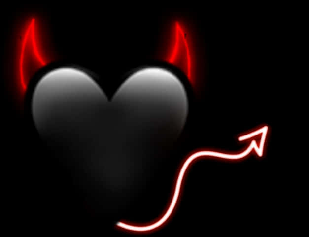 Dark Heartwith Devil Hornsand Tail PNG Image