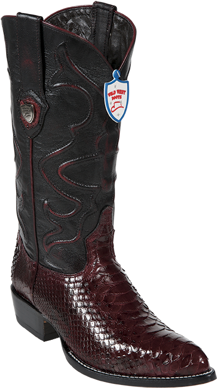 Dark Red Cowboy Bootwith Embossed Design PNG Image