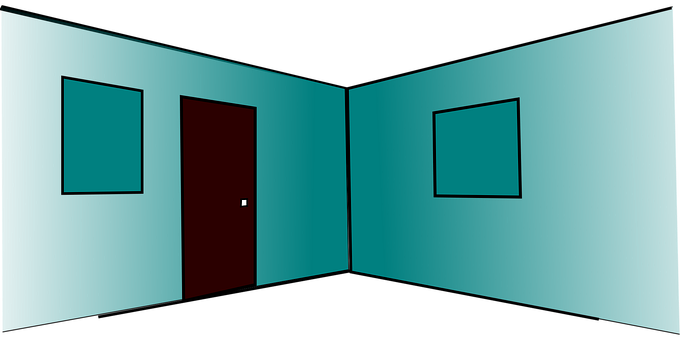 Dark Teal Roomwith Doorand Frames PNG Image