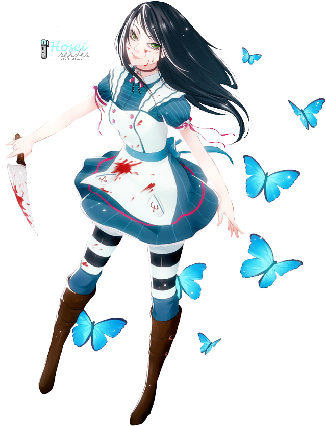 Dark Twist Alicewith Butterflies PNG Image