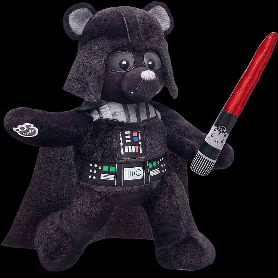 Darth Vader Themed Bear With Lightsaber PNG Image