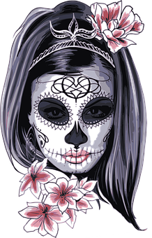 Dayofthe Dead Sugar Skull Art PNG Image