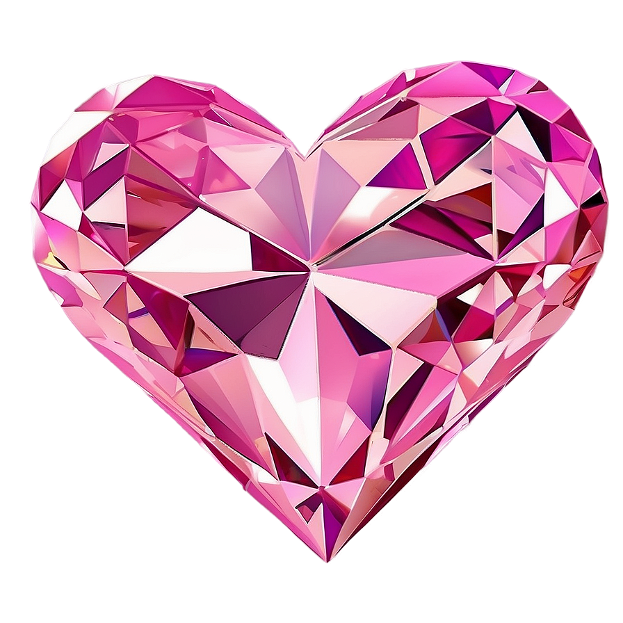 Dazzling Pink Heart Diamond Art Png Mae PNG Image