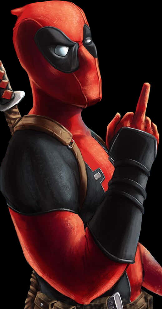 Deadpool_ Gesture_ Fan Art PNG Image