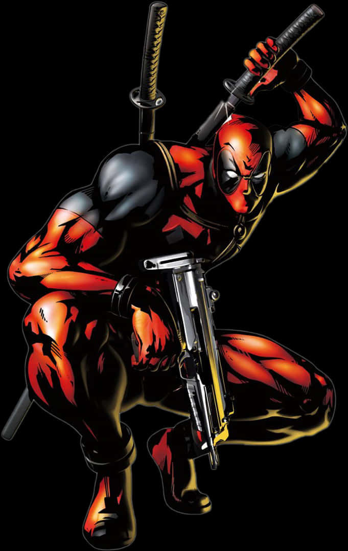 Deadpool Readyfor Action PNG Image