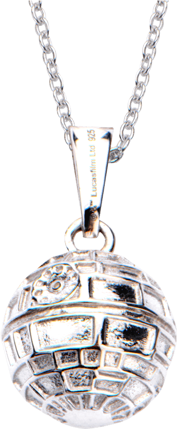 Death Star Inspired Silver Pendant PNG Image