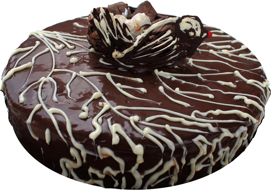 Decadent Chocolate Cakewith White Drizzle PNG Image