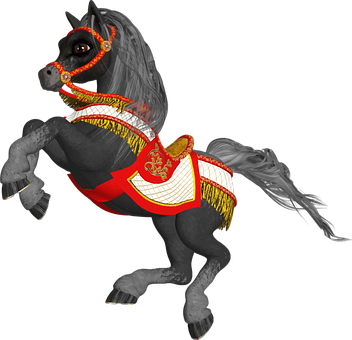 Decorated Carousel Horse Illustration PNG Image