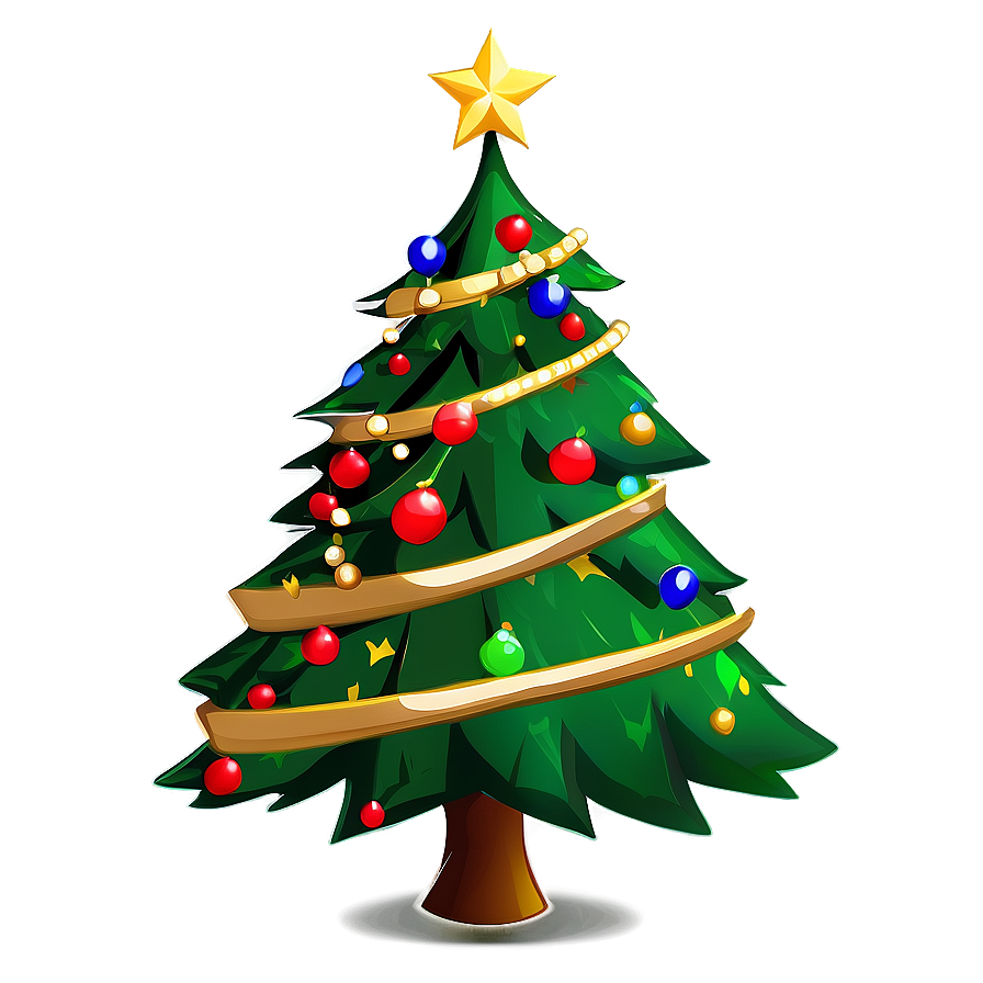 Decorated Cartoon Christmas Tree Png Fos PNG Image