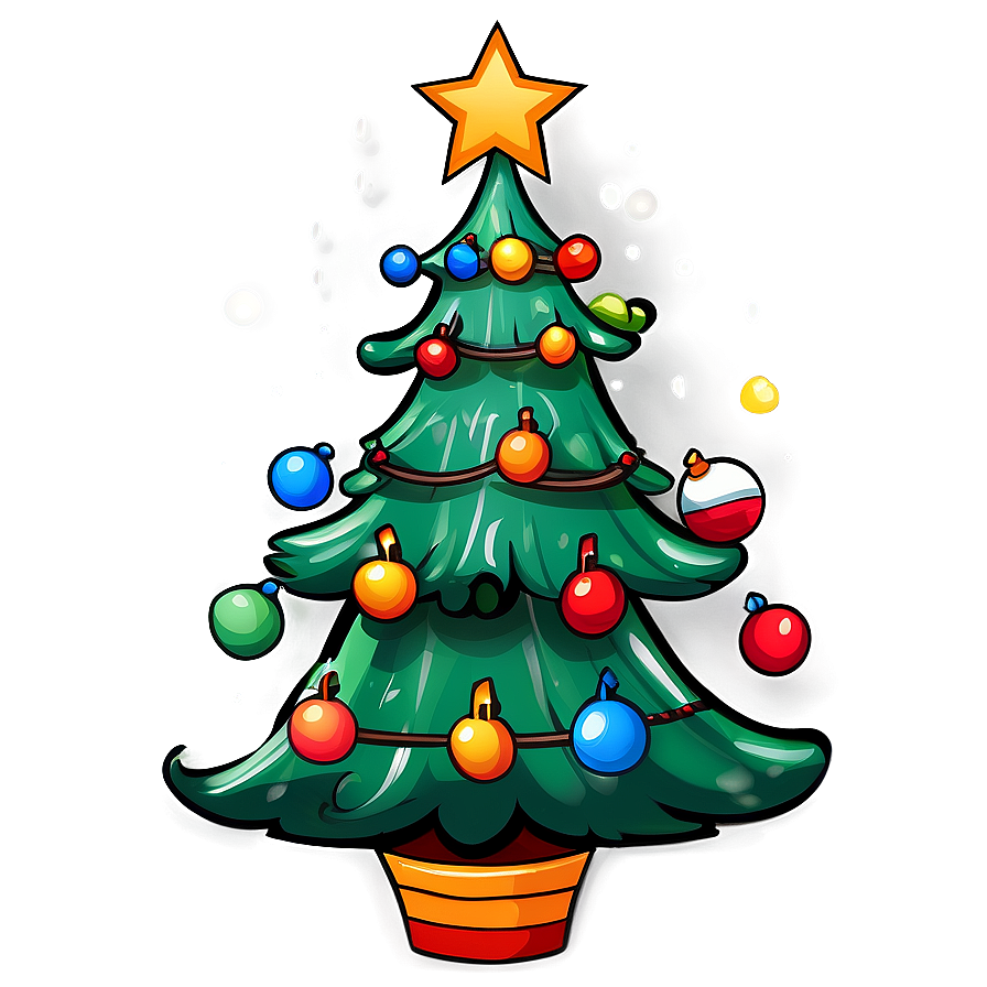 Decorated Cartoon Christmas Tree Png Obl77 PNG Image