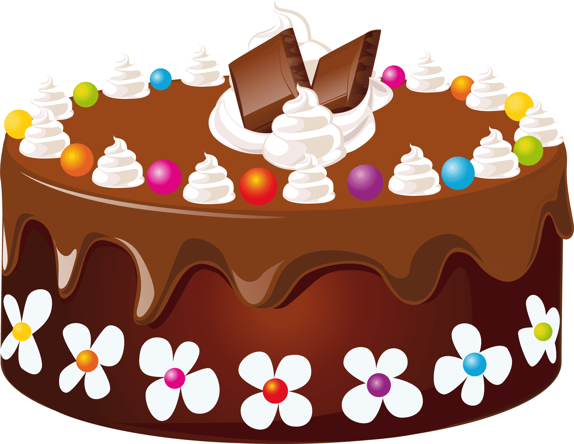 Decorated Chocolate Cake Clipart PNG Image