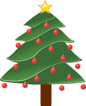 Decorated Christmas Tree Graphic PNG Image