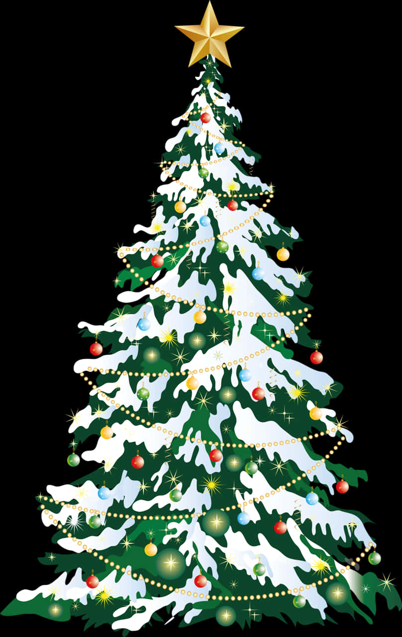 Decorated Christmas Tree Illustration PNG Image