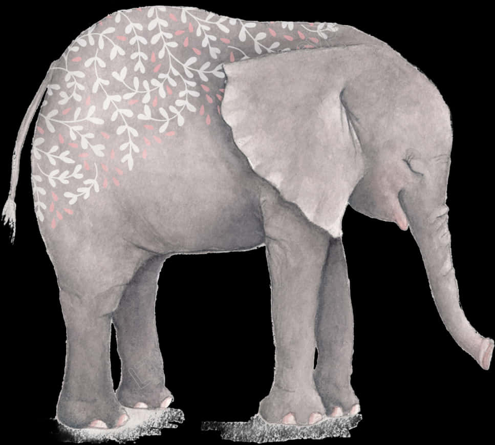 Decorated Elephant Illustration PNG Image