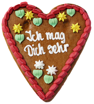 Decorated Gingerbread Heartwith Message PNG Image