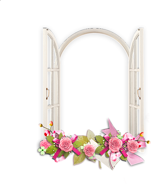 Decorative Arch Photo Framewith Flowers PNG Image