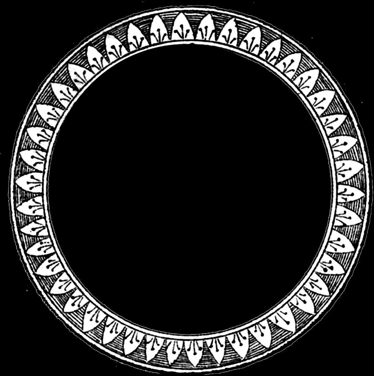 Decorative Black Round Frame PNG Image