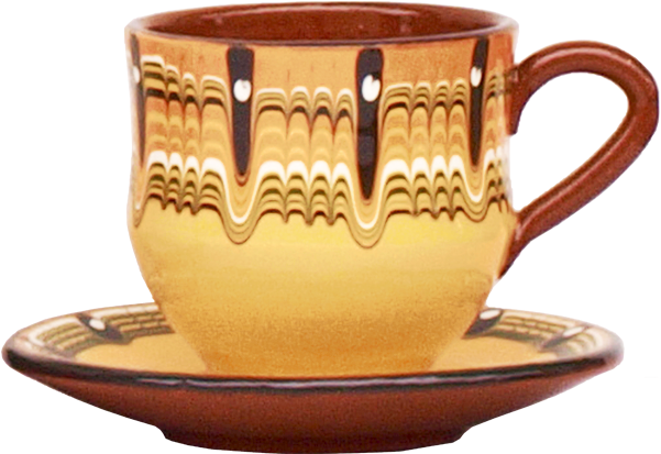 Decorative Brownand Yellow Tea Cup PNG Image